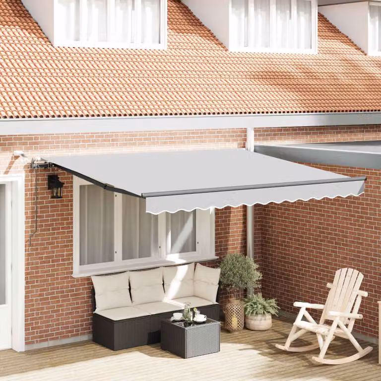 vidaXL Telaio tenda da sole elettrico con LED e sensore in alluminio, colore antracite/grigio, L: 3,5 m x P: 2,5 m