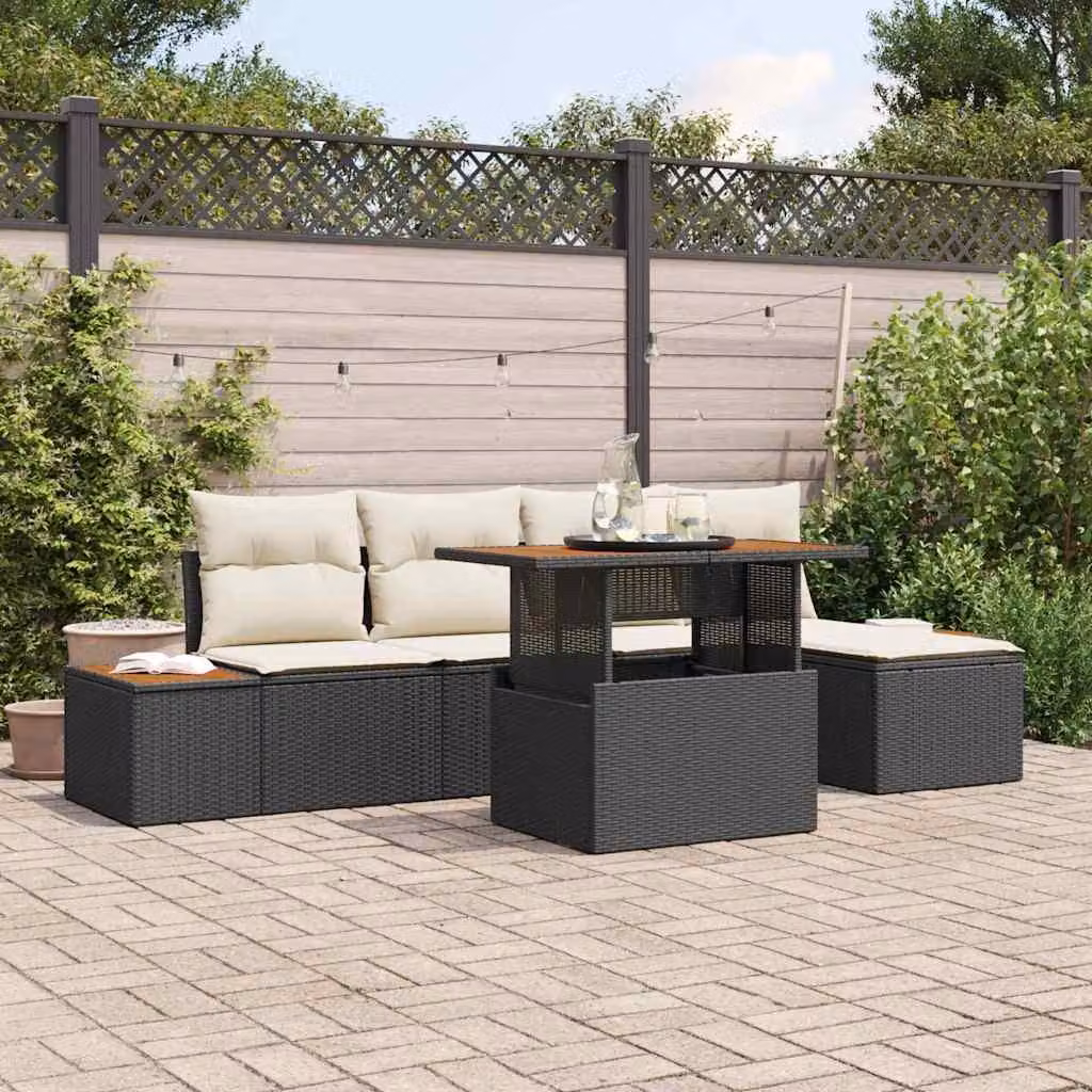Maison Exclusive - Set da giardino composto da 6 pezzi, divano in rattan sintetico nero