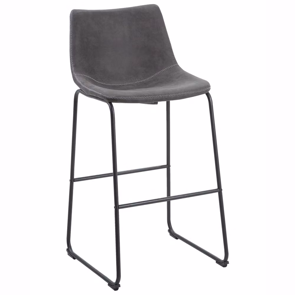 Set di 2 sgabelli da bar BELIANI in tessuto grigio scuro con gambe in metallo nero stile industriale H: 72 cm, L: 50 cm, P: 56 cm – 2