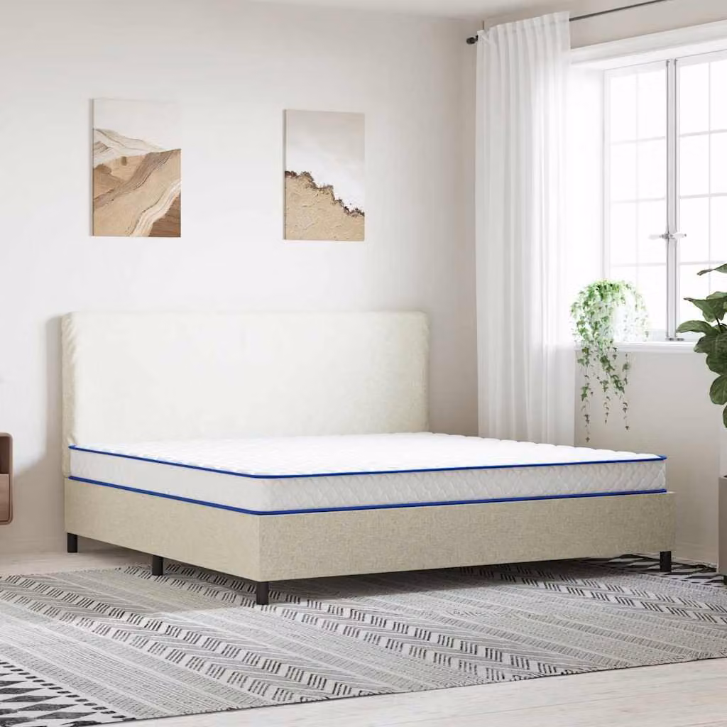 vidaXL Materasso in Schiuma Viscoelastica Bianco L: 200 cm, P: 200 cm, H: 17 cm