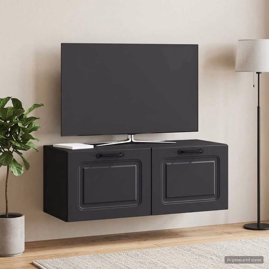 vidaXL Mobile Porta TV da Muro Nero Moderno L: 78,5 cm, P: 31 cm, H: 30 cm
