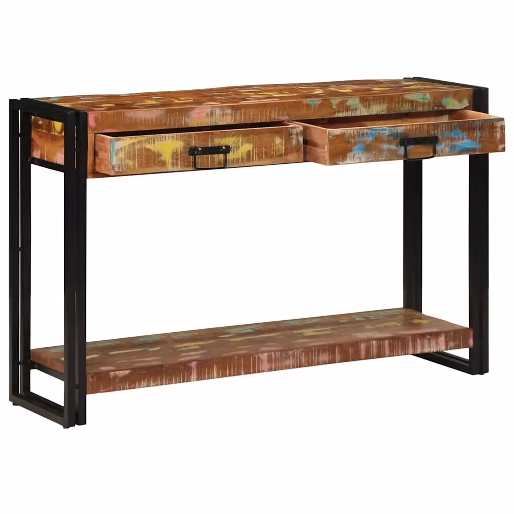 vidaXL Tavolo consolle moderno in legno recuperato e metallo multicolore L: 75 cm, P: 33 cm, H: 75 cm