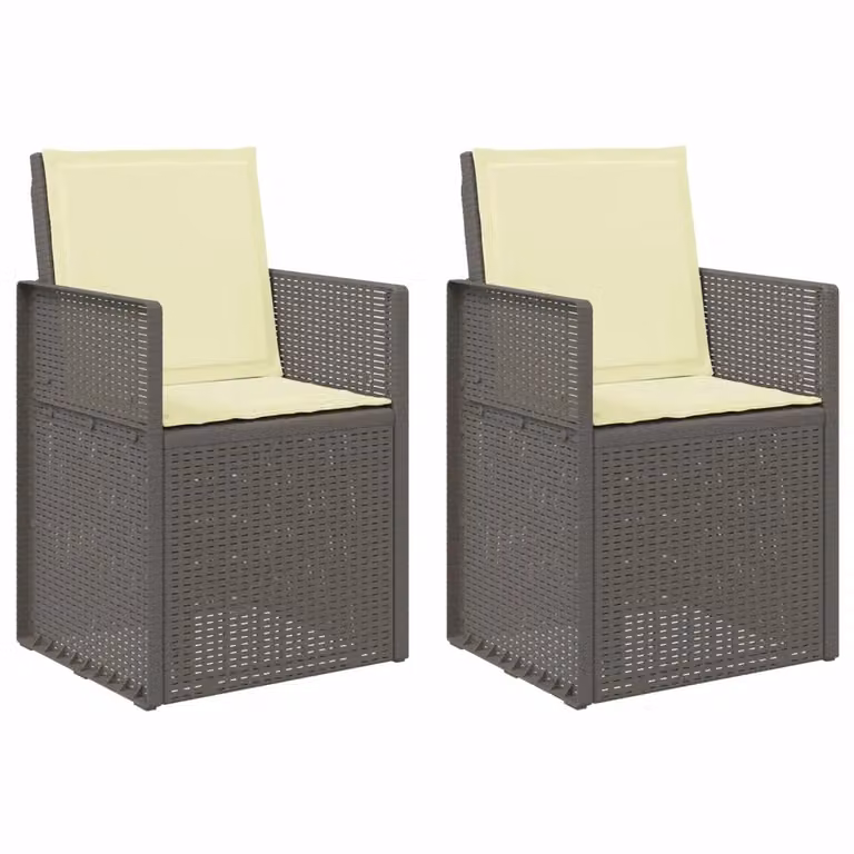 Set di 2 sedie da giardino moderne vidaXL con cuscini, resistenti ai raggi UV, colore grigio e bianco
