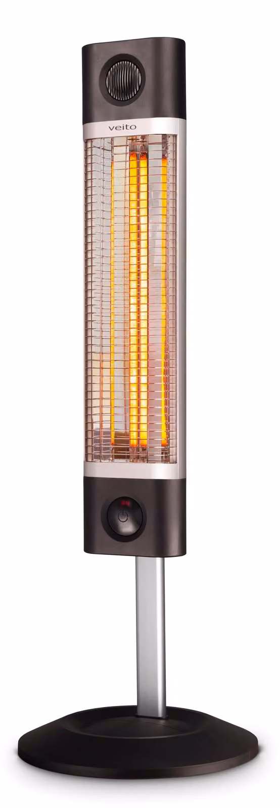Riscaldatore elettrico per esterni, modello da terra - 1800 Watt - Argento-Nero - Radiatore a infrarossi - Adatto per uso interno