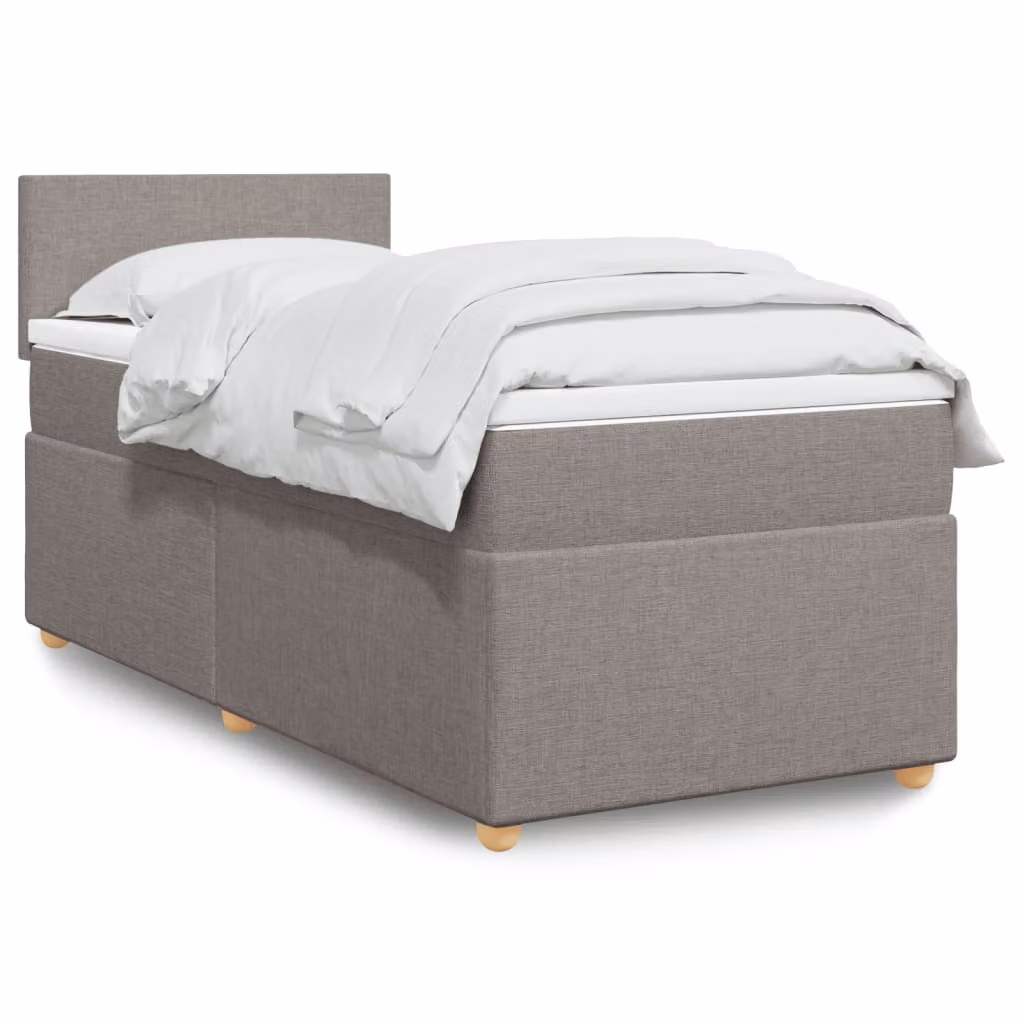 vidaXL Giroletto a Molle con Materasso Ibrido in Tessuto, Tortora, L/P/H: 90 x 190 cm