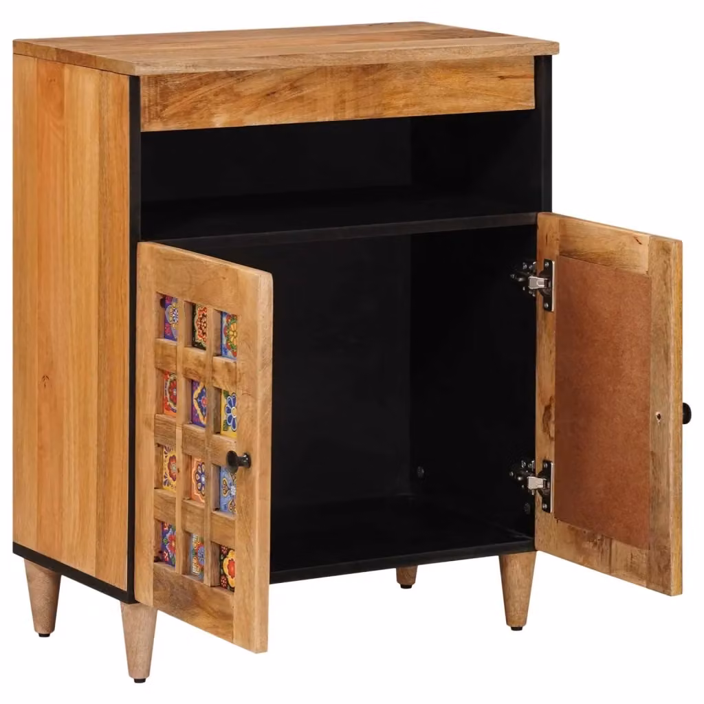 Credenza moderna vidaXL in legno di mango massello marrone L/P/H: 60 x 33 x 75 cm – 2