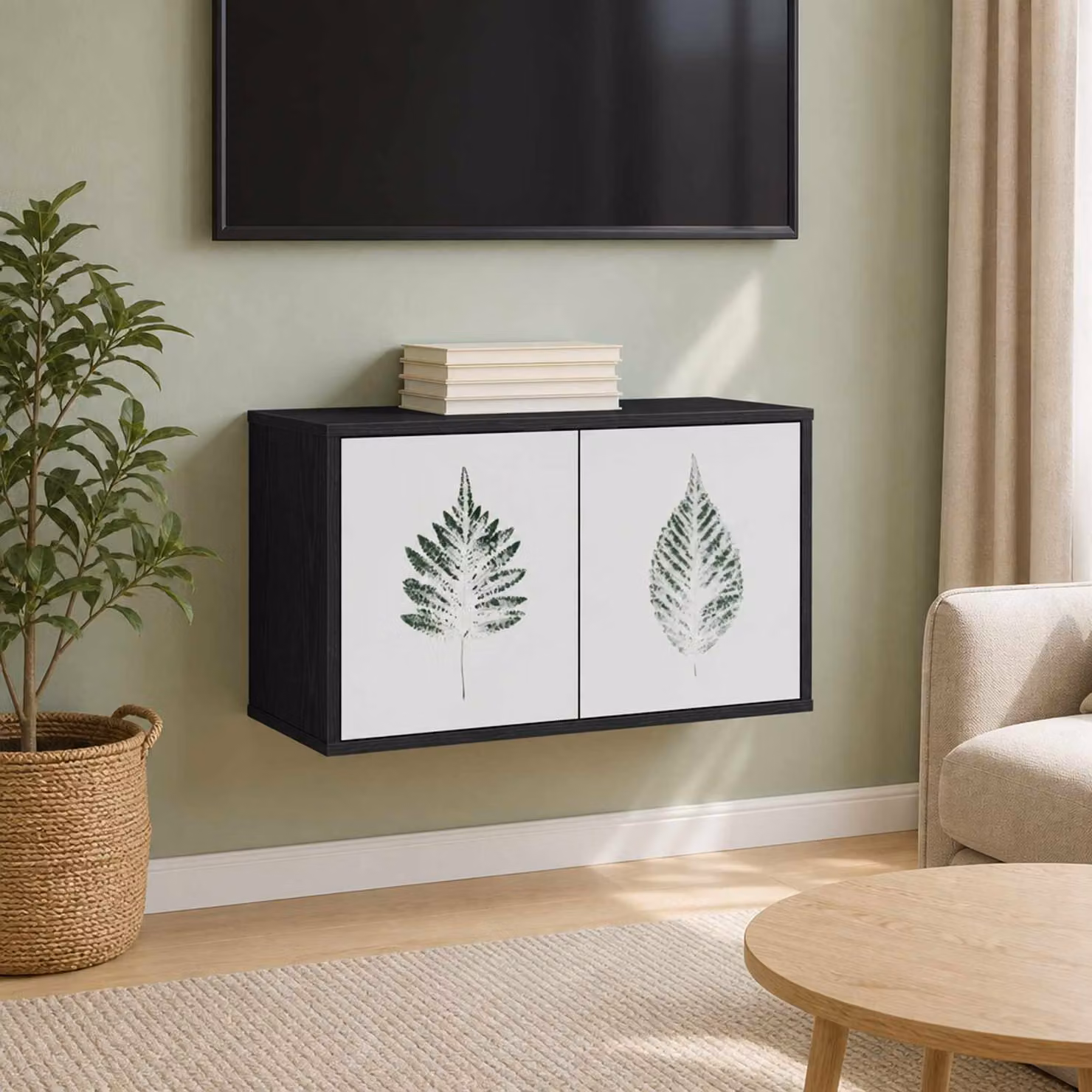 Mobile TV da parete vidaXL HANAU in Rovere Nero, L 69 cm x P 33 cm x H 40 cm