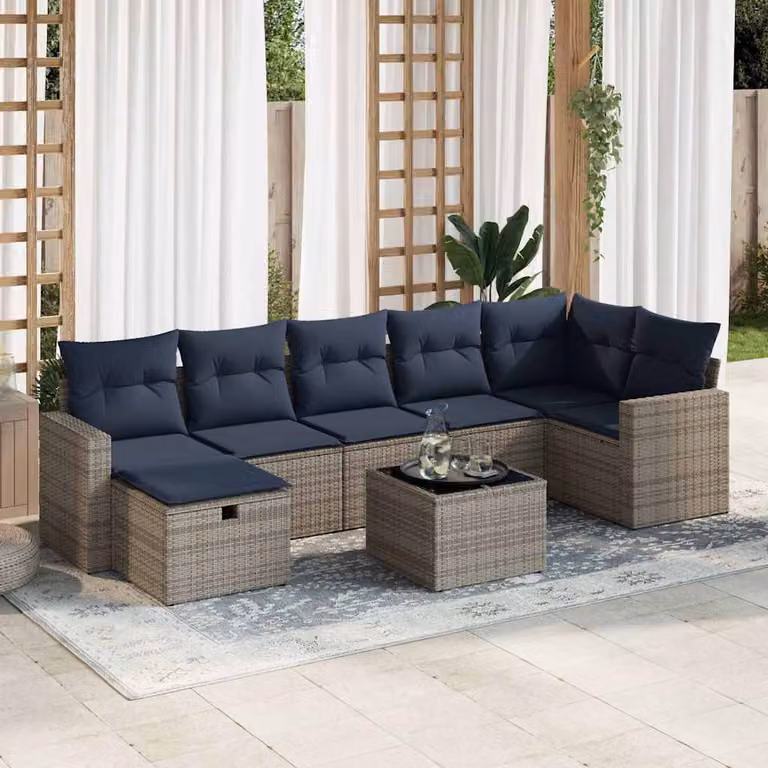 Maison Exclusive - Set Divano da Giardino 8 pz con Cuscini Grigio in Polyrattan