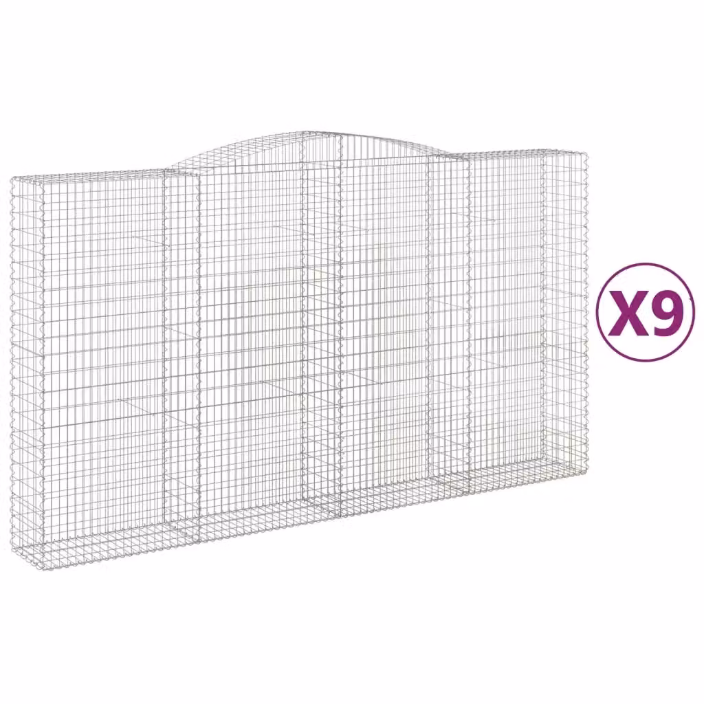 Set di 9 Cesti Gabbioni ad Arco Videx in Acciaio Zincato Argento L: 400 cm, P: 50 cm, H: 220/240 cm – 2