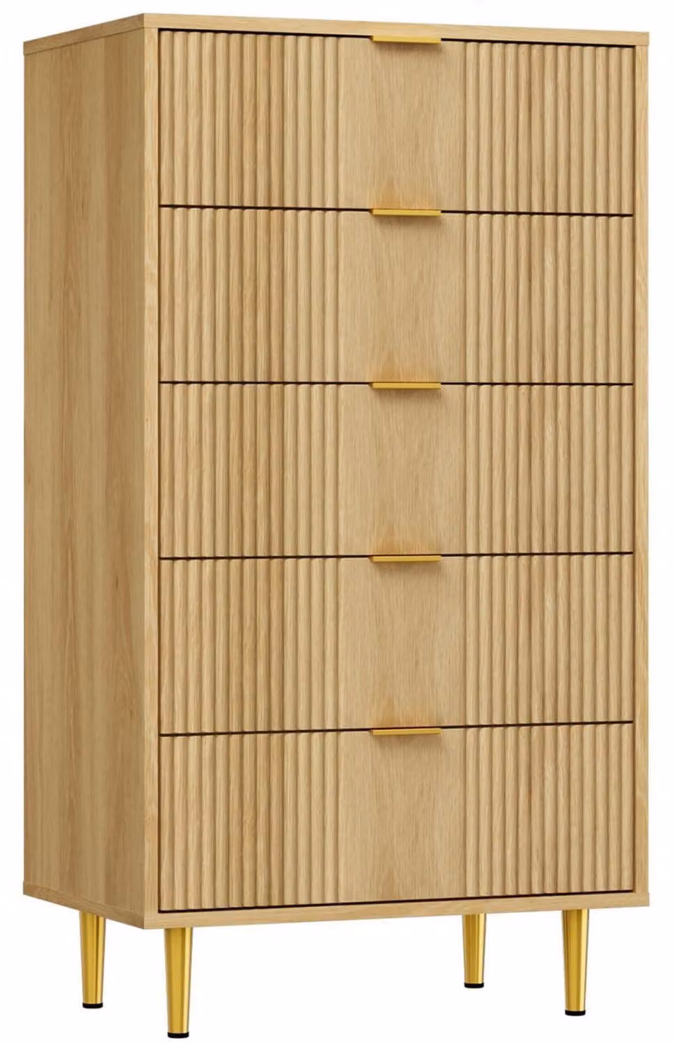 Comodino con 5 cassetti, dimensioni 60 x 40 x 112 cm, in legno di quercia naturale