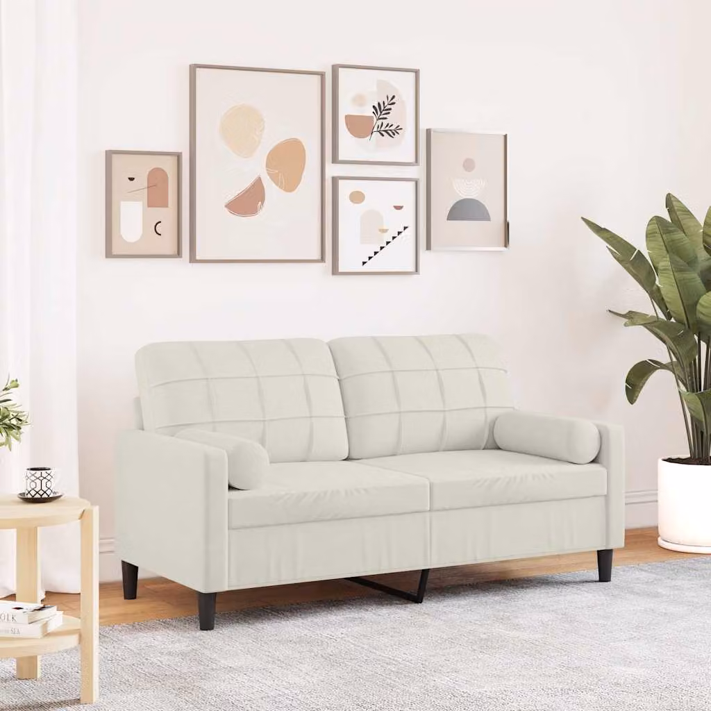 vidaXL Divano a 2 Posti Moderno in Velluto Beige con Cuscini e Coperture Rimovibili