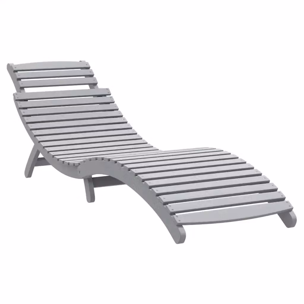 Lettino prendisole vidaXL in legno di acacia grigio L: 184 cm, P: 55 cm, H: 64 cm – 2