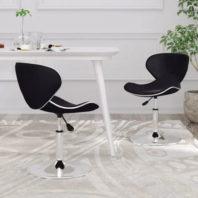 Set di 2 sedie da pranzo moderne vidaXL in similpelle nera con base girevole a 360 gradi