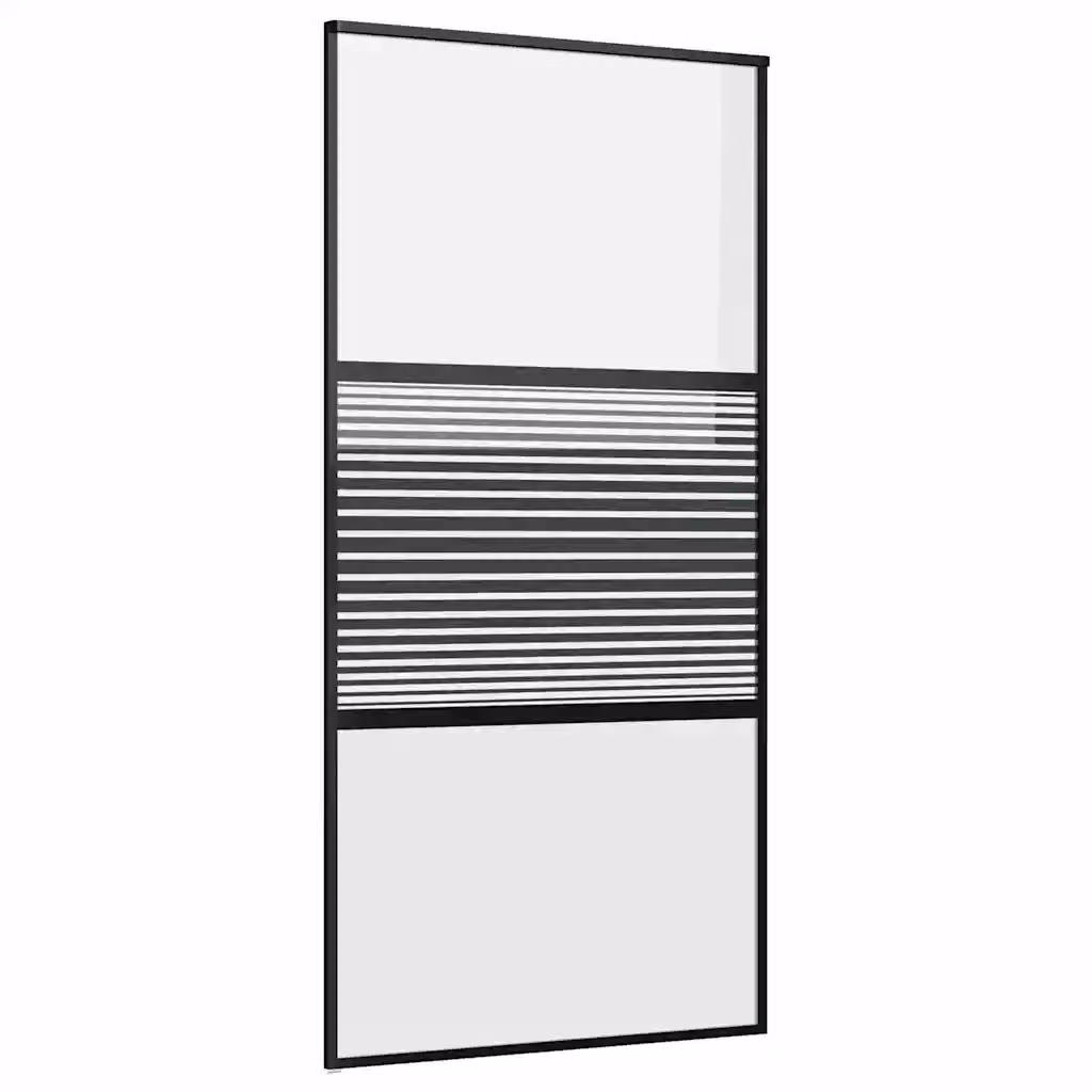 Porta scorrevole moderna vidaXL in alluminio e vetro nero L: 102,5 cm, P: 2 cm, H: 205 cm – 2