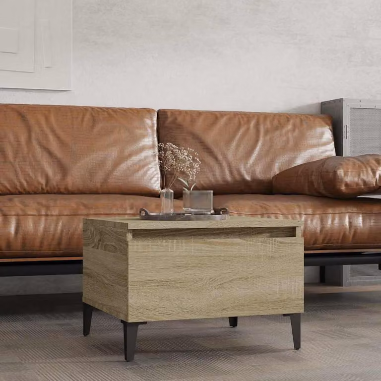 vidaXL Tavolino da Soggiorno in Legno Rovere Sonoma e Metallo, L 50 cm x P 46 cm x H 35 cm
