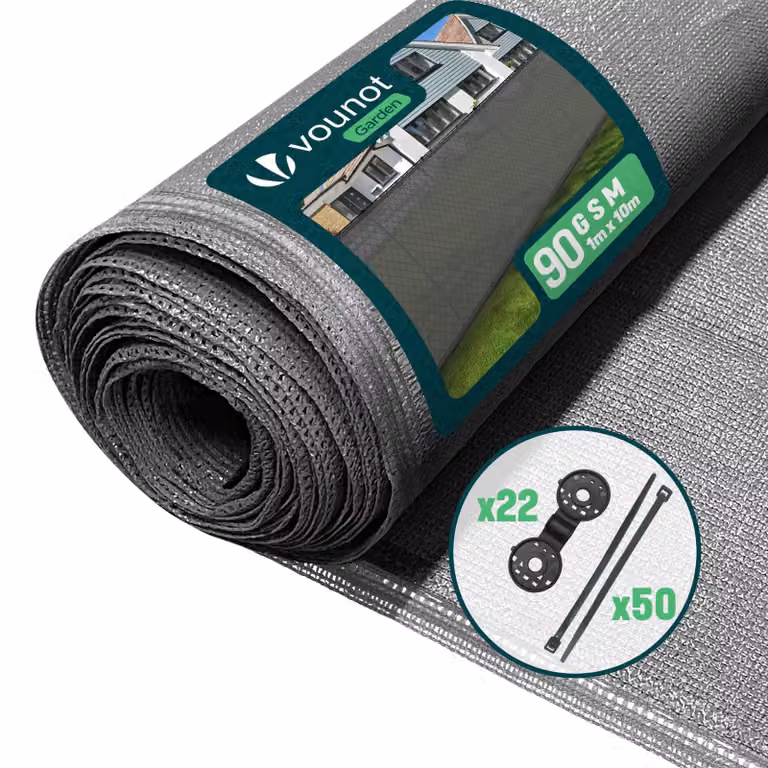 VOUNOT® Schermo di recinzione 1×10 m, schermo di protezione 90 g/m² HDPE, grigio