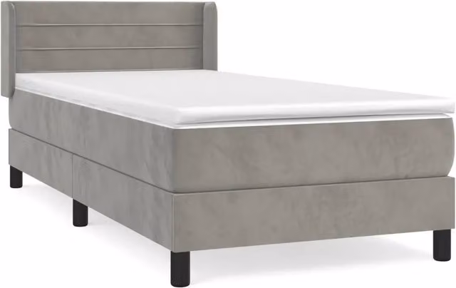 Letto singolo | Letto per adulti | Giroletto a Molle con Materasso Grigio Chiaro 100x200cm Velluto