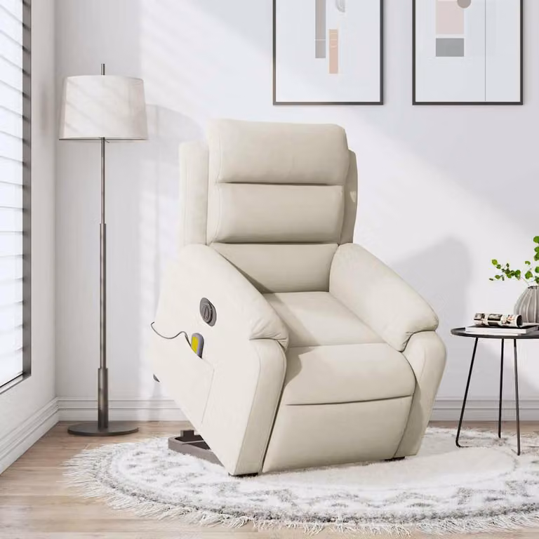 Poltrona Alzapersona Elettrica con Massaggio vidaXL in Velluto Beige