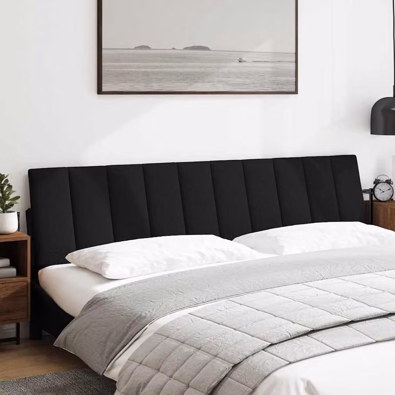 vidaXL Cuscino Testiera Hanko Nero 200 cm in Tessuto