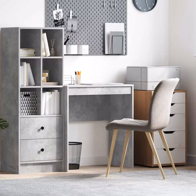 Scrivania minimalista vidaXL in MDF laminato grigio, L 70 x P 40 x H 76 cm