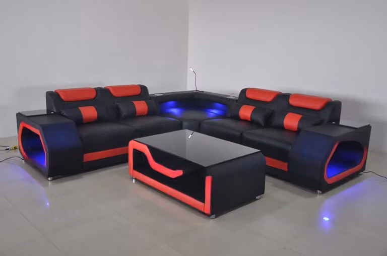 Wohnzimmer Ecksofa L-Form Textilleder Holz Modernes Design Polsterung Couch