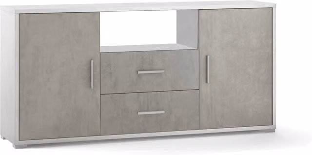 Mobile 2 Ante 2 Cassetti 174x84x41 cm Ossido Bianco/Cemento