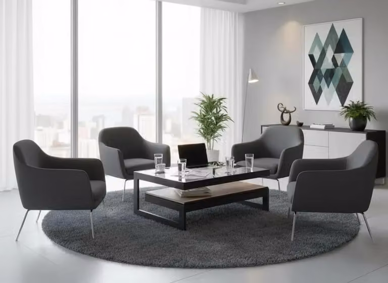 Tavolino da salotto moderno, minimalista, nero, elegante, di classe, confortevole