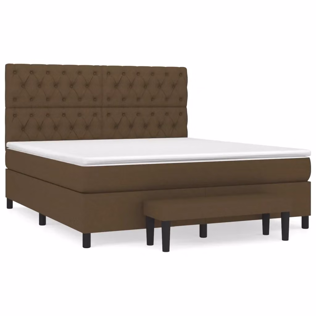 Giroletto a molle con materasso ibrido vidaXL in tessuto marrone e bianco L/P/H: 160 x 200 x 128 cm – 2