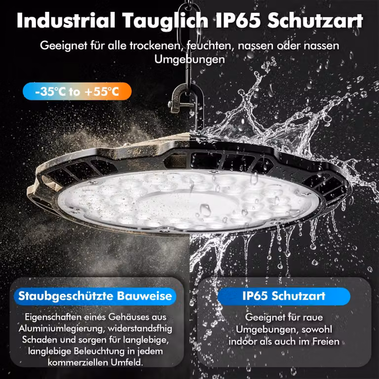 Lampada LED UFO per l'industria mineraria - Lampada industriale per grandi ambienti - 500 W - 1 unità - Grado di protezione IP65 - Impermeabile - Alimentazione AC