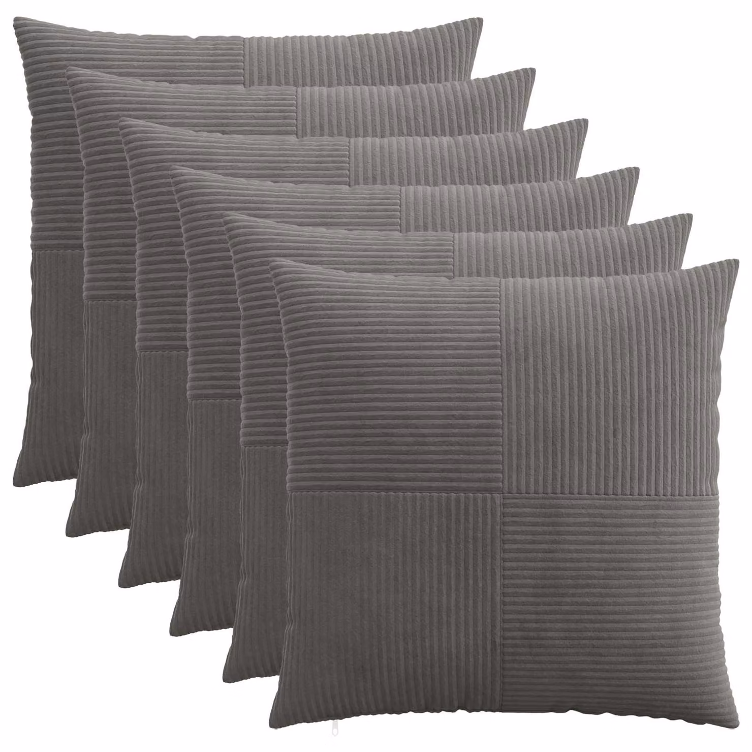 Set di 6 federe vidaXL ALMELO in velluto a coste grigio scuro, L 60 x P 60 cm