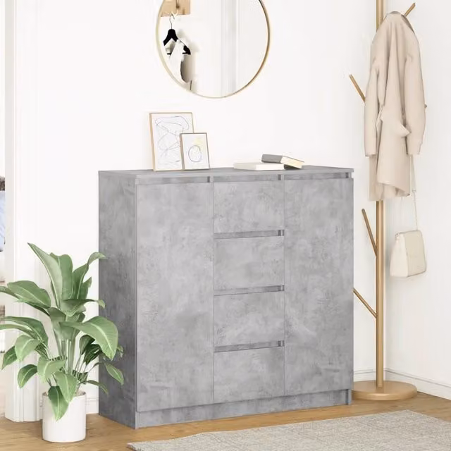 Credenza moderna con cassetti vidaXL in MDF grigio opaco L: 100,5 cm, P: 35 cm, H: 98,5 cm