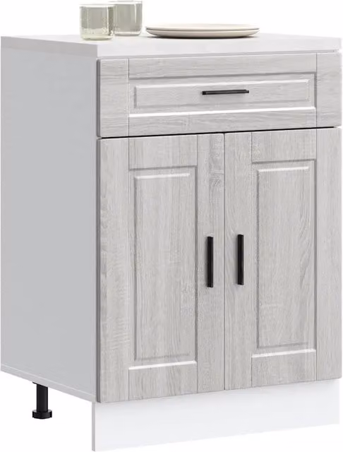 Base da cucina moderna vidaXL in legno grigio con ante a battente L/P/H: 81.5 x 46.0 x 60.0 cm