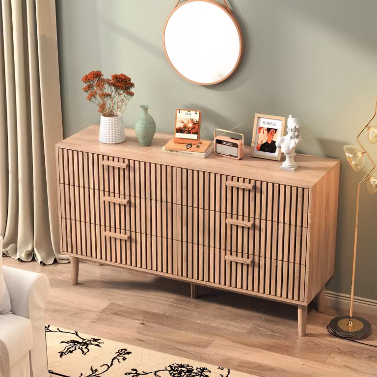 UnboxG cassettiera con 6 cassetti, cassettiera per camera da letto, legno, cassettiera, mobile contenitore con cassetti, per camera da letto, soggiorno, corridoio (legno, 6 cassetti)