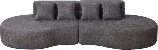 Divano modulare in schiuma 310 cm, 2 pezzi, rivestimento in Teddyfleece lavabile e removibile, design minimalista moderno