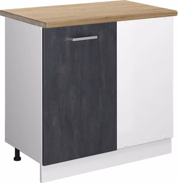 Mobile ad angolo cucina R-Line Calce nera/Bianco 86 cm PT Rovere Vicco