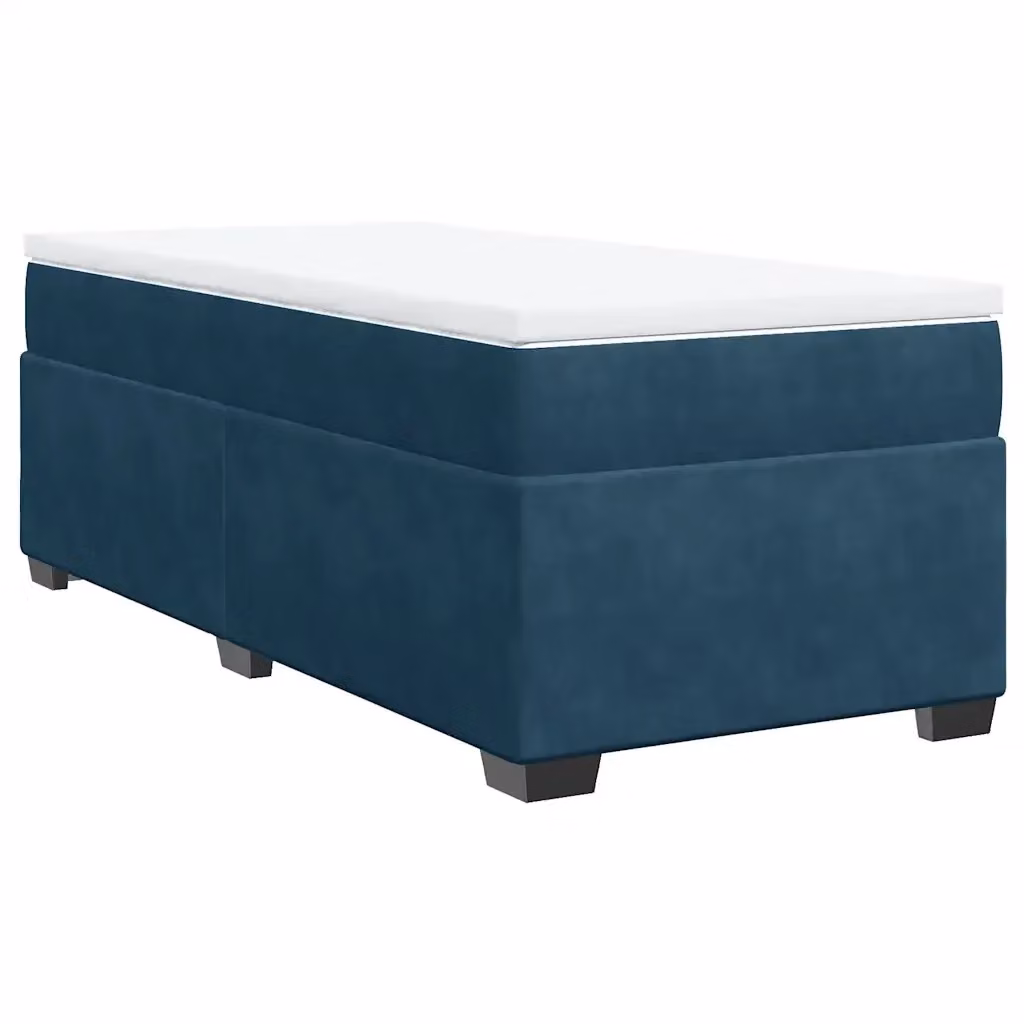 Letto Ibrido con Giroletto a Molle e Materasso vidaXL in Velluto Blu e Bianco L/P: 100 x 200 cm – 2