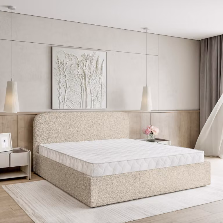 Letto imbottito Masseno RENIVE Q 120x200 cm, letto imbottito con cassetti - Beige, QUELLE 05