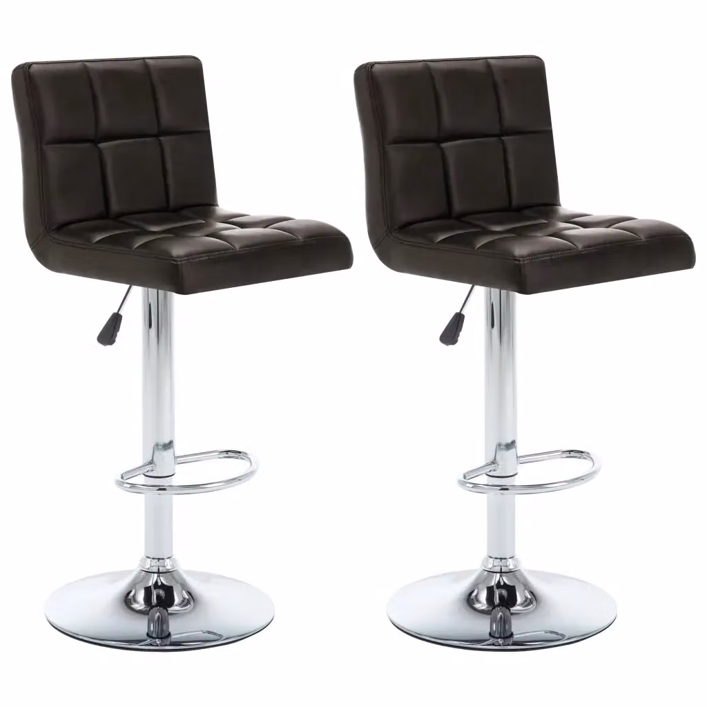 Set di 2 sgabelli da bar vidaXL in similpelle marrone con base girevole e struttura in metallo – 2