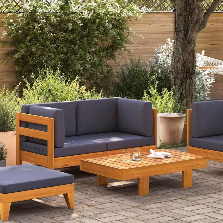 Maison Exclusive - Set da giardino a 2 pezzi con cuscini grigio scuro e struttura in legno di acacia