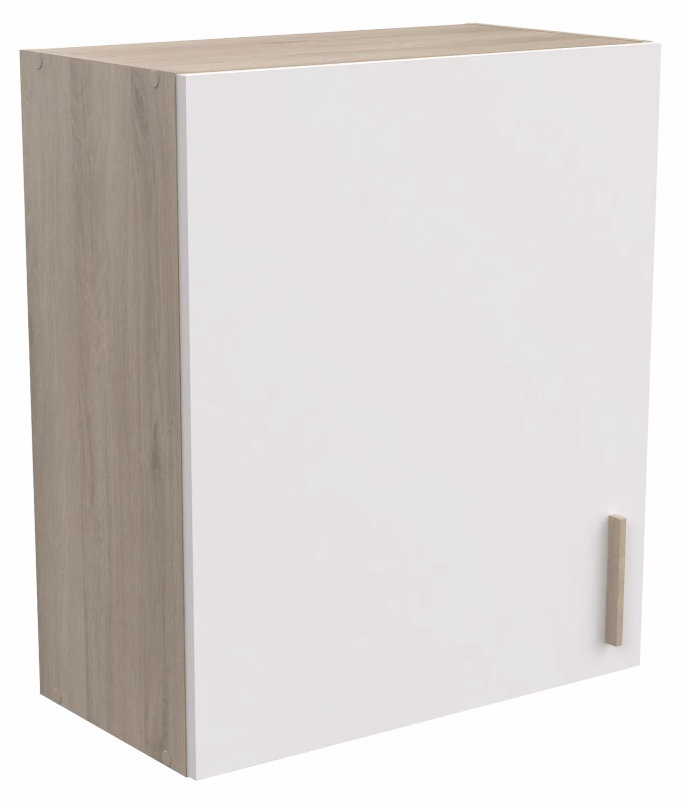 Mobiletto pensile da cucina, 1 anta, finitura bianco opaco/effetto legno di quercia, dimensioni 60x30x70 cm