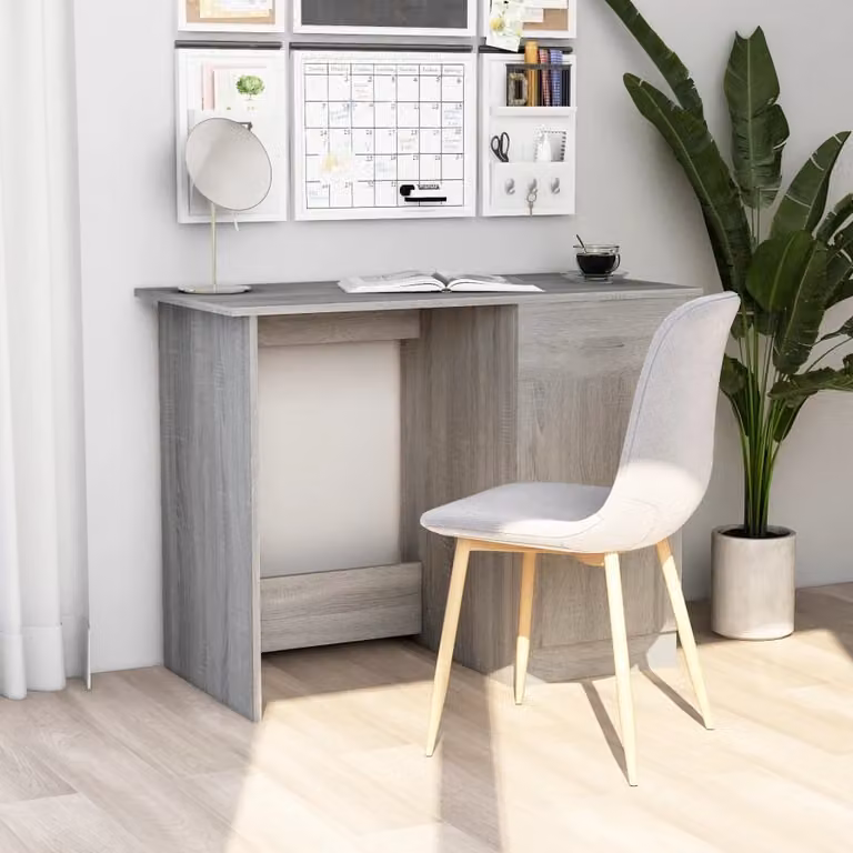 The Living Store Scrivania Grigio Sonoma 100x50x76 cm Materiale a base di legno
