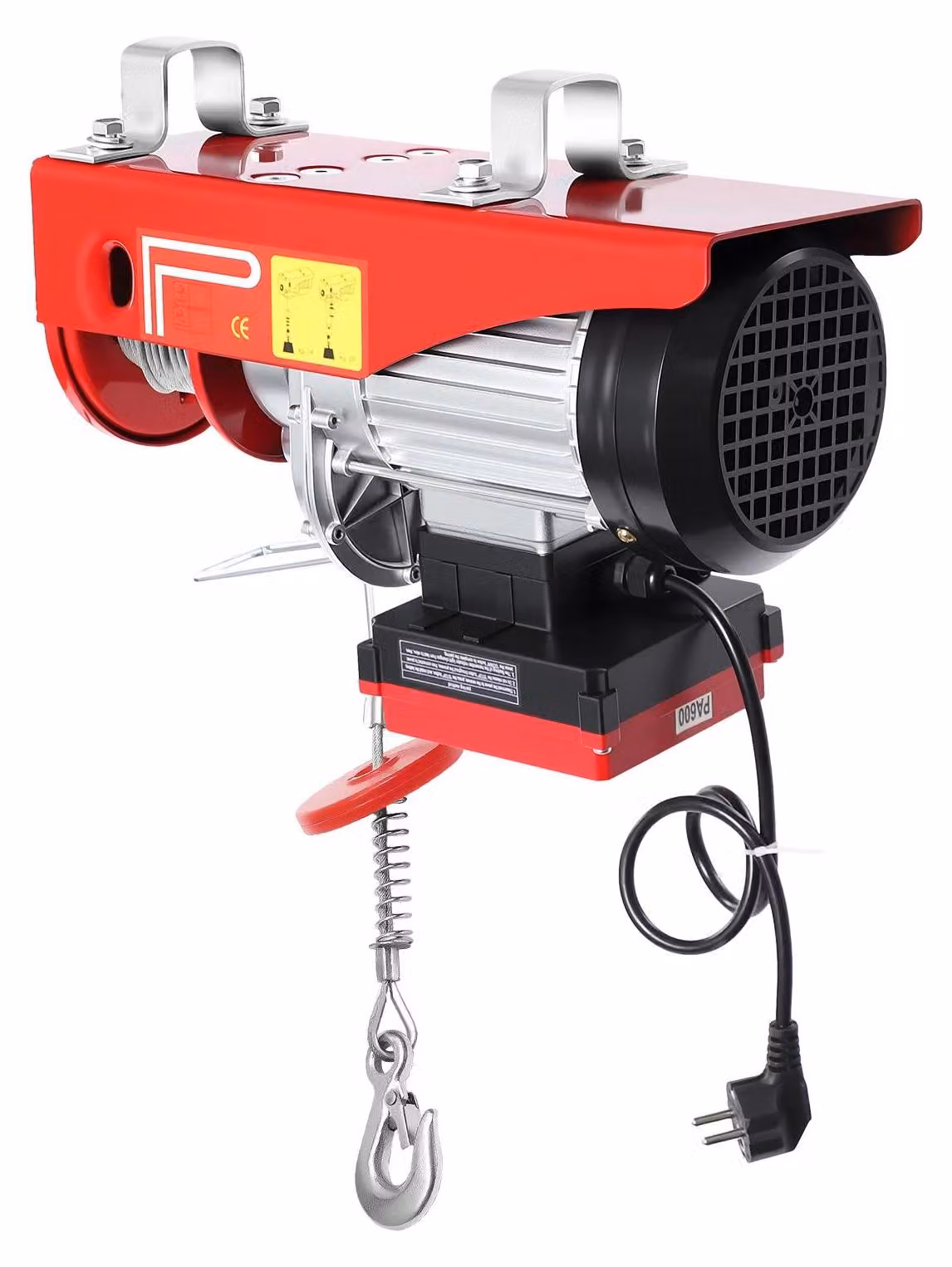 Verricelli elettrici per sollevamento – Capacità di sollevamento: 600 kg – Motore: 1200 W – Cavo in acciaio da 12 metri, adatto per utilizzo a singolo o doppio ramo – Telecomando wireless – Protezione da sovraccarico – Colore: rosso, con spina di corrente