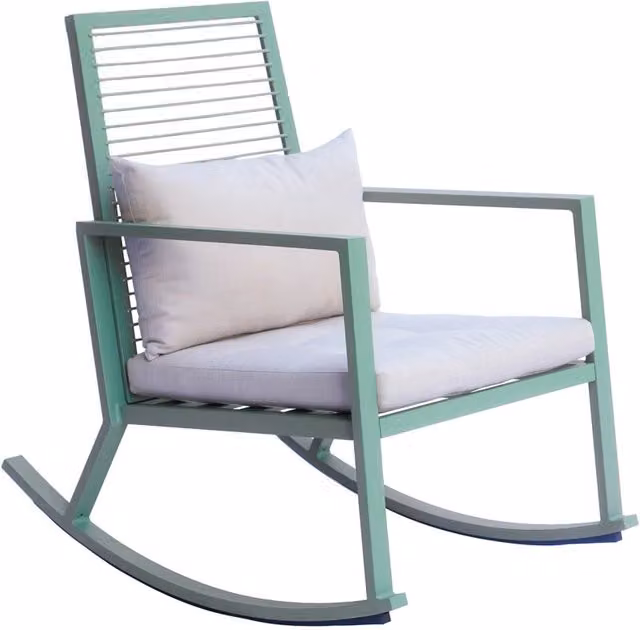 Sedia a Dondolo da Giardino 65x91x89 cm con Cuscino in Alluminio Verde
