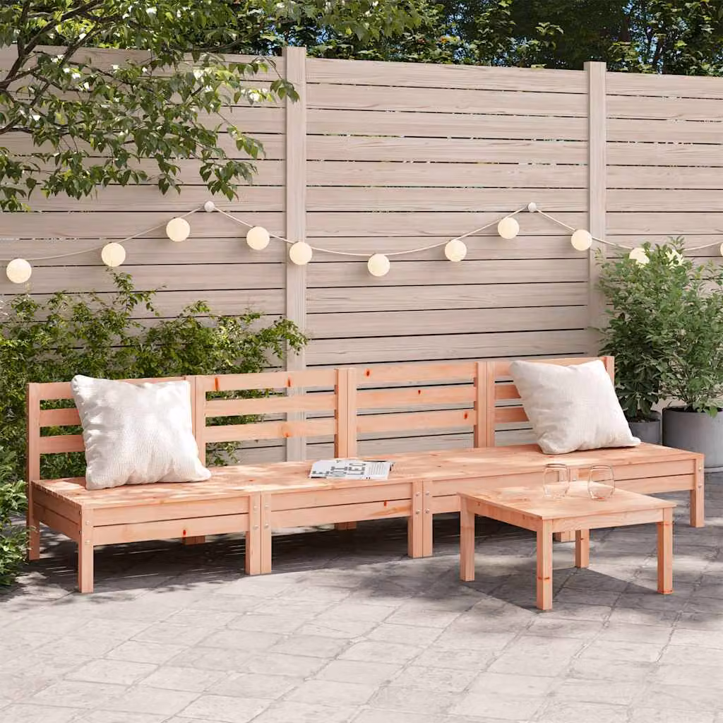 Set di 4 divani da giardino senza braccioli vidaXL in legno massello Douglas di colore marrone con cuscini inclusi – 1