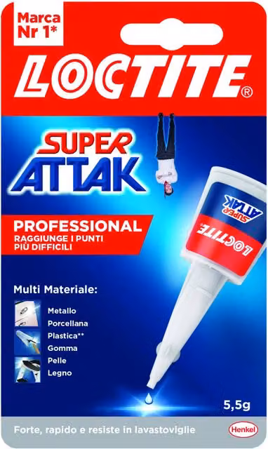 Confezione da 24 pezzi di colla super professionale Henkel Super Attak in formato liquido multicolore