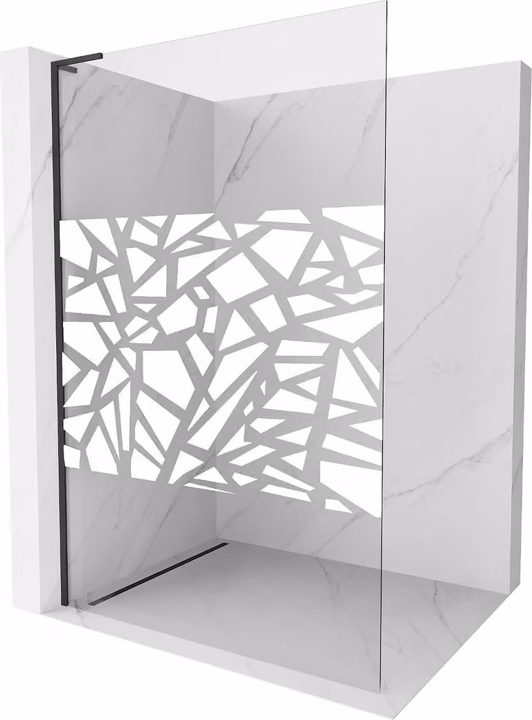 Mexen Kioto L parete doccia Walk-in 120 x 200 cm, motivo bianco, nero - 800-120-103-70-85