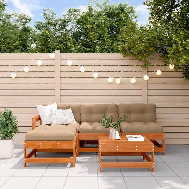 Set Lounge da Giardino 5 pz 4-Posti Pino Marrone Cerato 3418112