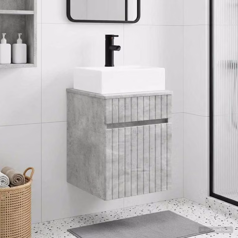 Lavabo da parete moderno vidaXL Grigio Cemento L: 39 cm, P: 41 cm, H: 62,5 cm