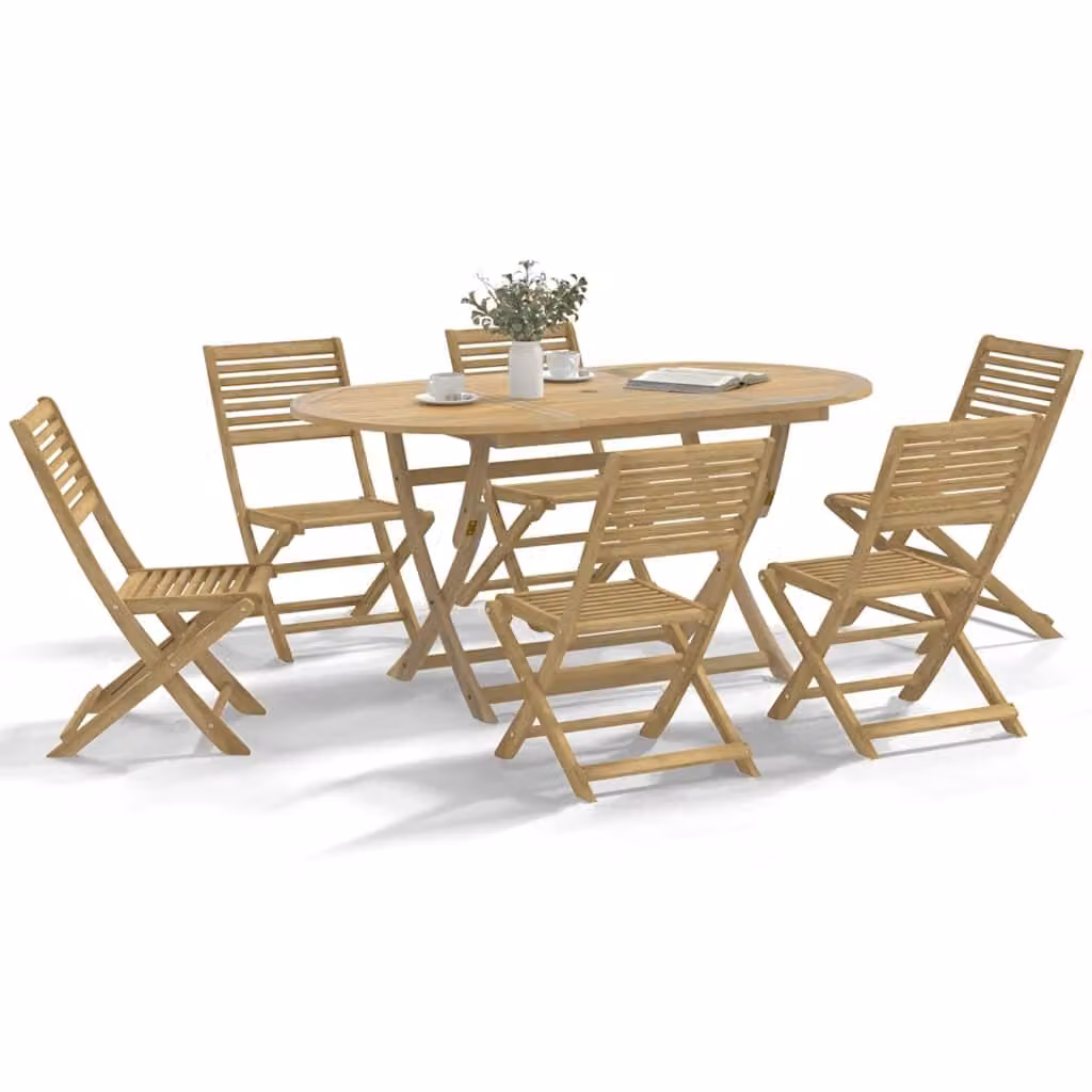 Set di 6 sedie pieghevoli vidaXL in legno di acacia marrone, L/P/H: 48,5 x 61,5 x 87 cm