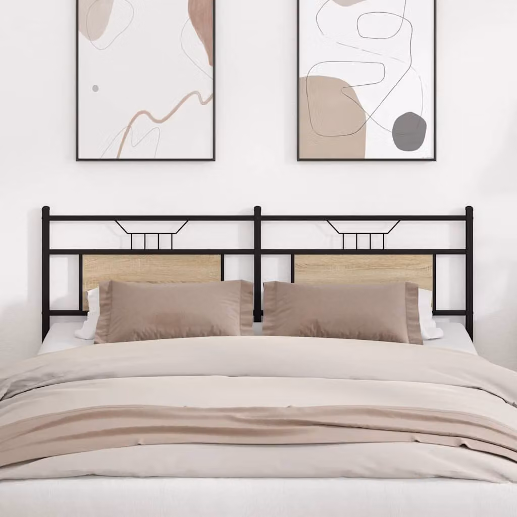 Testiera di ricambio vidaXL in stile industriale in legno multistrato e acciaio, colore rovere sonoma e marrone, per letto 180x200 cm
